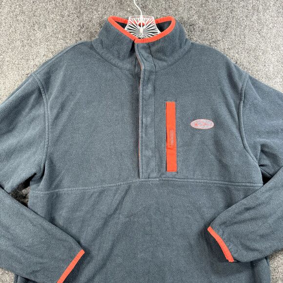 Drake Camp Fleece Pullover 2.0 Men's Medium Navy Red 1/2 Zip Outdoors - Picture 2 of 7
